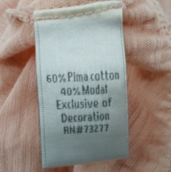 LC Lauren Conrad Pima Cotton Blend Blush Pink Beaded Flower Top M - Picture 3 of 11
